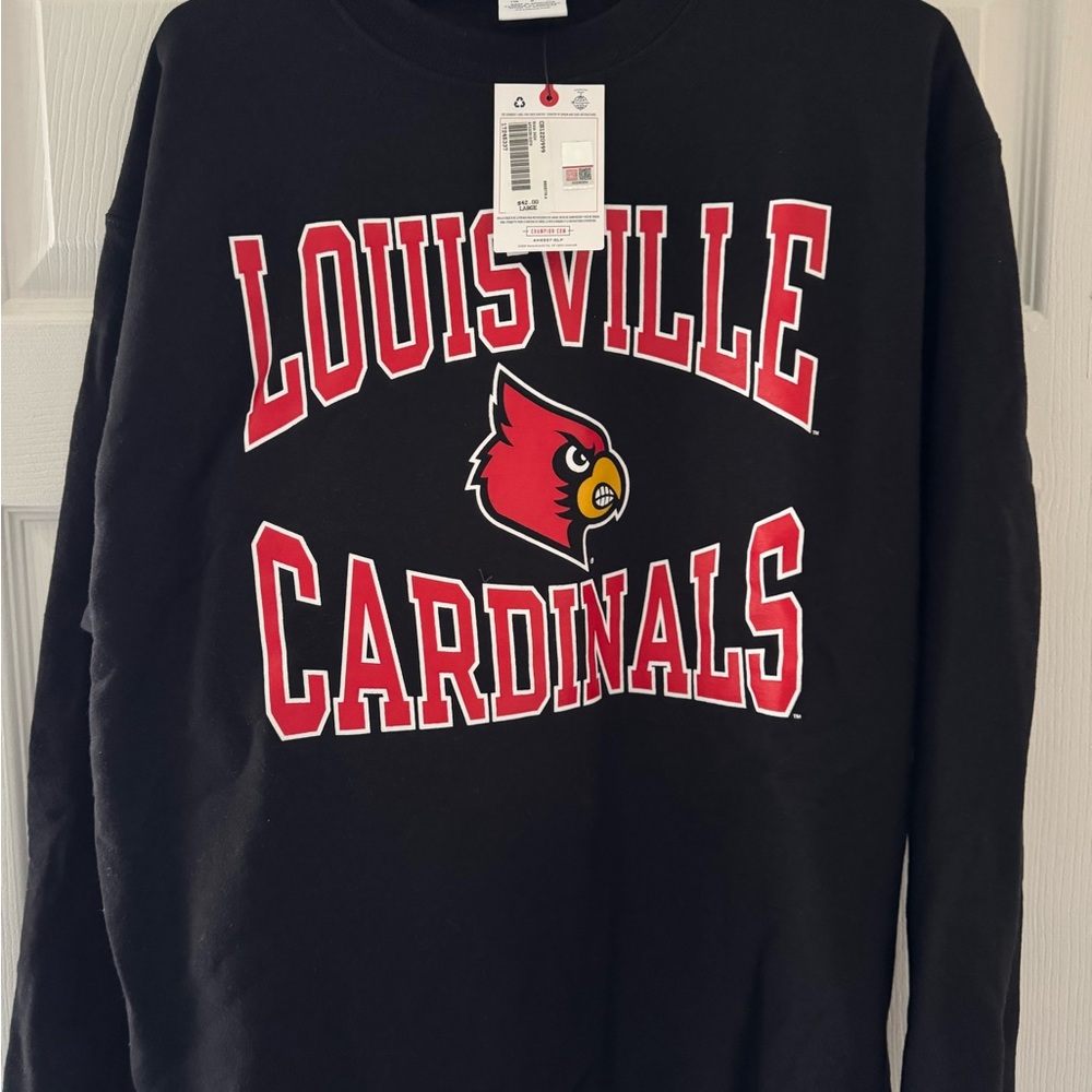 Champion Black Sweatshirt with Red and White Print